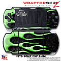Metal Flames Green WraptorSkinz  Decal Style Skin fits Sony PSP Slim (PSP 2000)