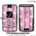 Motorola Razor (Razr) V3m Skin Flowers And Stripes Pink WraptorSkinz Kit by TuneTattooz