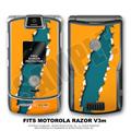 Motorola Razor (Razr) V3m Skin Ripped Orange and Aqua WraptorSkinz Kit by TuneTattooz