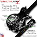 Chrome Skulls on Black Skin by WraptorSkinz TM fits Nintendo Wii Guitar Hero III (3) Les Paul Controller (GUITAR NOT INCLUDED)