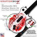 Big Kiss Lips Red on White Skin by WraptorSkinz TM fits Nintendo Wii Guitar Hero III (3) Les Paul Controller (GUITAR NOT INCLUDED)