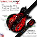 Big Kiss Lips Red on Black Skin by WraptorSkinz TM fits Nintendo Wii Guitar Hero III (3) Les Paul Controller (GUITAR NOT INCLUDED)