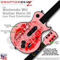 Big Kiss Lips Red on Pink Skin by WraptorSkinz TM fits Nintendo Wii Guitar Hero III (3) Les Paul Controller (GUITAR NOT INCLUDED)