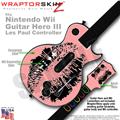 Big Kiss Lips Black on Pink Skin by WraptorSkinz TM fits Nintendo Wii Guitar Hero III (3) Les Paul Controller (GUITAR NOT INCLUDED)