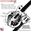 Big Kiss Lips Black on White Skin by WraptorSkinz TM fits Nintendo Wii Guitar Hero III (3) Les Paul Controller (GUITAR NOT INCLUDED)