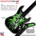 PS2 Guitar Hero II Kramer Lightning Green Faceplate Skin