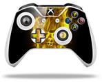 WraptorSkinz Decal Skin Wrap Set works with 2016 and newer XBOX One S / X Controller Flaming Fire Skull Yellow (CONTROLLER NOT INCLUDED)