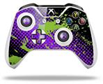 WraptorSkinz Decal Skin Wrap Set works with 2016 and newer XBOX One S / X Controller Halftone Splatter Green Purple (CONTROLLER NOT INCLUDED)