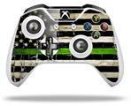 WraptorSkinz Decal Skin Wrap Set works with 2016 and newer XBOX One S / X Controller Painted Faded and Cracked Green Line USA American Flag (CONTROLLER NOT INCLUDED)