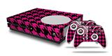 WraptorSkinz Decal Skin Wrap Set works with 2016 and newer XBOX One S Console and 2 Controllers Houndstooth Hot Pink on Black