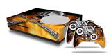 WraptorSkinz Decal Skin Wrap Set works with 2016 and newer XBOX One S Console and 2 Controllers Chrome Skull on Fire