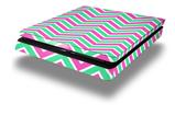 Vinyl Decal Skin Wrap compatible with Sony PlayStation 4 Slim Console Zig Zag Teal Green and Pink (PS4 NOT INCLUDED)