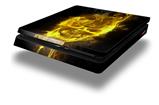 Vinyl Decal Skin Wrap compatible with Sony PlayStation 4 Slim Console Flaming Fire Skull Yellow (PS4 NOT INCLUDED)