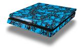 Vinyl Decal Skin Wrap compatible with Sony PlayStation 4 Slim Console Scattered Skulls Neon Blue (PS4 NOT INCLUDED)