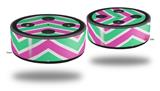 Skin Wrap Decal Set 2 Pack for Amazon Echo Dot 2 - Zig Zag Teal Green and Pink (2nd Generation ONLY - Echo NOT INCLUDED)