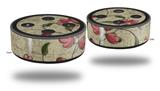 Skin Wrap Decal Set 2 Pack for Amazon Echo Dot 2 - Flowers and Berries Red (2nd Generation ONLY - Echo NOT INCLUDED)