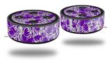Skin Wrap Decal Set 2 Pack for Amazon Echo Dot 2 - Scattered Skulls Purple (2nd Generation ONLY - Echo NOT INCLUDED)