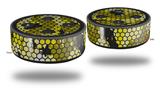 Skin Wrap Decal Set 2 Pack for Amazon Echo Dot 2 - HEX Mesh Camo 01 Yellow (2nd Generation ONLY - Echo NOT INCLUDED)