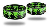Skin Wrap Decal Set 2 Pack for Amazon Echo Dot 2 - Houndstooth Neon Lime Green on Black (2nd Generation ONLY - Echo NOT INCLUDED)