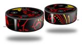 Skin Wrap Decal Set 2 Pack for Amazon Echo Dot 2 - Twisted Garden Red and Yellow (2nd Generation ONLY - Echo NOT INCLUDED)