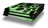 Vinyl Decal Skin Wrap compatible with Sony PlayStation 4 Pro Console Metal Flames Green (PS4 NOT INCLUDED)