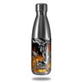 Skin Decal Wrap for RTIC Water Bottle 17oz Chrome Skull on Fire (BOTTLE NOT INCLUDED)