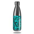 Skin Decal Wrap for RTIC Water Bottle 17oz Scattered Skulls Neon Teal (BOTTLE NOT INCLUDED)