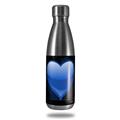 Skin Decal Wrap for RTIC Water Bottle 17oz Glass Heart Grunge Blue (BOTTLE NOT INCLUDED)