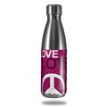 Skin Decal Wrap for RTIC Water Bottle 17oz Love and Peace Hot Pink (BOTTLE NOT INCLUDED)