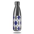 Skin Decal Wrap for RTIC Water Bottle 17oz Argyle Blue and Gray (BOTTLE NOT INCLUDED)