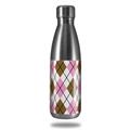 Skin Decal Wrap for RTIC Water Bottle 17oz Argyle Pink and Brown (BOTTLE NOT INCLUDED)