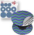 Decal Style Vinyl Skin Wrap 3 Pack for PopSockets Zig Zag Blue Green (POPSOCKET NOT INCLUDED)
