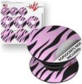 Decal Style Vinyl Skin Wrap 3 Pack for PopSockets Zebra Skin Pink (POPSOCKET NOT INCLUDED)