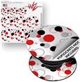 Decal Style Vinyl Skin Wrap 3 Pack for PopSockets Lots of Dots Red on White (POPSOCKET NOT INCLUDED)