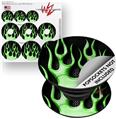 Decal Style Vinyl Skin Wrap 3 Pack for PopSockets Metal Flames Green (POPSOCKET NOT INCLUDED)