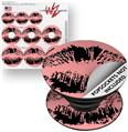 Decal Style Vinyl Skin Wrap 3 Pack for PopSockets Big Kiss Lips Black on Pink (POPSOCKET NOT INCLUDED)