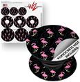 Decal Style Vinyl Skin Wrap 3 Pack for PopSockets Flamingos on Black (POPSOCKET NOT INCLUDED)