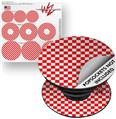 Decal Style Vinyl Skin Wrap 3 Pack for PopSockets Checkered Canvas Red and White (POPSOCKET NOT INCLUDED)