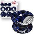 Decal Style Vinyl Skin Wrap 3 Pack for PopSockets Twisted Garden Blue and White (POPSOCKET NOT INCLUDED)