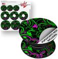 Decal Style Vinyl Skin Wrap 3 Pack for PopSockets Twisted Garden Green and Hot Pink (POPSOCKET NOT INCLUDED)