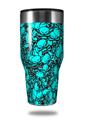 Skin Decal Wrap for Walmart Ozark Trail Tumblers 40oz Scattered Skulls Neon Teal (TUMBLER NOT INCLUDED)