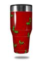 Skin Decal Wrap for Walmart Ozark Trail Tumblers 40oz Christmas Holly Leaves on Red (TUMBLER NOT INCLUDED)