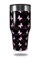 Skin Decal Wrap for Walmart Ozark Trail Tumblers 40oz Pastel Butterflies Pink on Black (TUMBLER NOT INCLUDED)