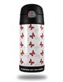 Skin Decal Wrap for Thermos Funtainer 12oz Bottle Pastel Butterflies Red on White (BOTTLE NOT INCLUDED)