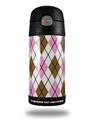 Skin Decal Wrap for Thermos Funtainer 12oz Bottle Argyle Pink and Brown (BOTTLE NOT INCLUDED)