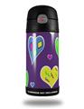Skin Decal Wrap for Thermos Funtainer 12oz Bottle Crazy Hearts (BOTTLE NOT INCLUDED)