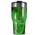 WraptorSkinz Skin Wrap compatible with 2017 and newer RTIC Tumblers 30oz Flaming Fire Skull Green (TUMBLER NOT INCLUDED)