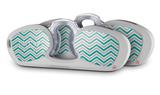 Decal Style Vinyl Skin Wrap 2 Pack for Nooz Glasses Rectangle Case Zig Zag Teal and Gray  (NOOZ NOT INCLUDED)