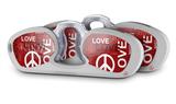 Decal Style Vinyl Skin Wrap 2 Pack for Nooz Glasses Rectangle Case Love and Peace Red  (NOOZ NOT INCLUDED)