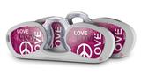 Decal Style Vinyl Skin Wrap 2 Pack for Nooz Glasses Rectangle Case Love and Peace Hot Pink  (NOOZ NOT INCLUDED)